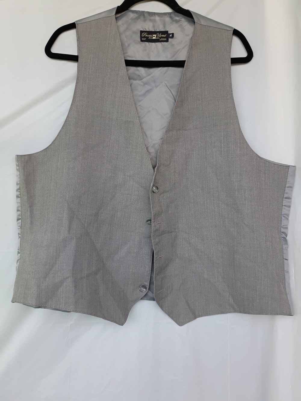 Pronto Uomo Platinum Suit Vest Size XL 100% Wool Light Gray V-Neck Dress